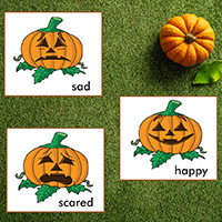 Pumpkin emotions cards and preschool activity
