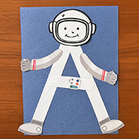 A is for Astronaut Letter Craft with patterns and activity preschool and kindergarten