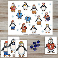 I spy - Find the matching penguin game for preschool and kindergarten