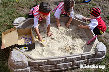 Preschool pirate sand table activity