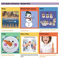 Snowman Weekly Plan for daycare, preschool and kindergarten