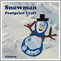 Footprint Snowman preschool craft Footprint Snowman preschool craft