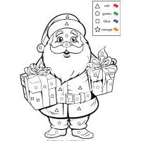 Santa Color by Shapes preschool activity, worksheet, and printable