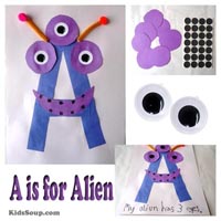 Preschool Kindergarten A for Alien Craft and Activity