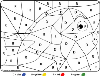 Dory color by letter visual discrimination preschool worksheet