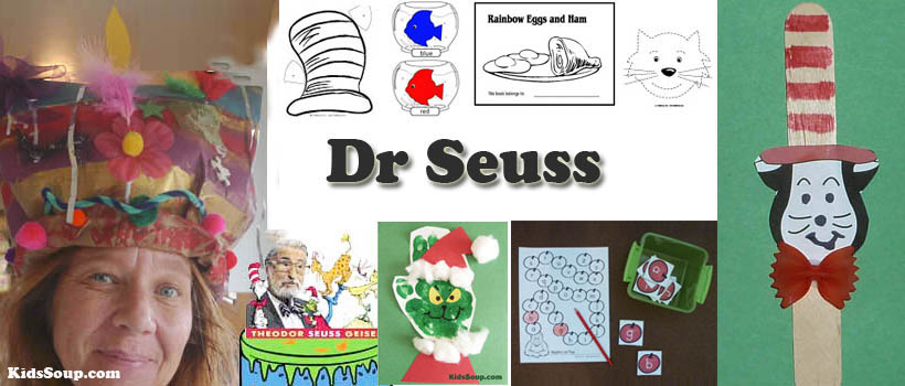 Dr. Seuss activities, crafts, games for preschool and kindergarten