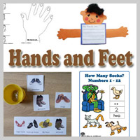 Preschool, Kindergarten Hands and Feets Activities and Crafts