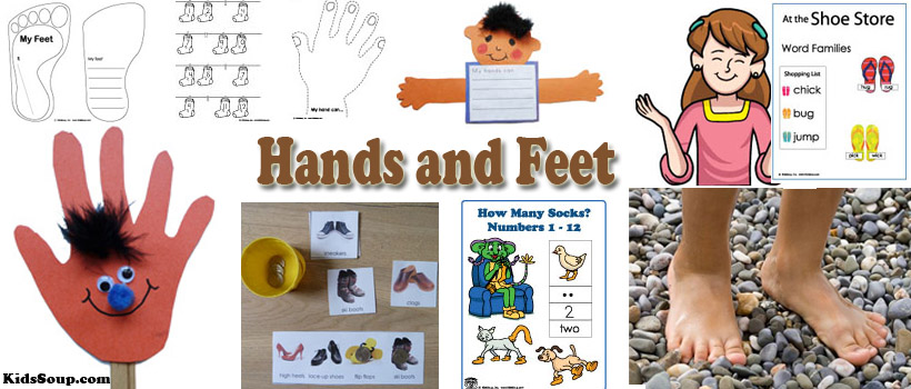 Hands and Feet Activities and Crafts for preschool and kindergarten