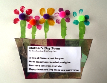 Mother's Day preschool finger prints craft idea and poem