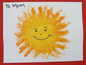 Mother's Day preschool handprint sun craft and poem