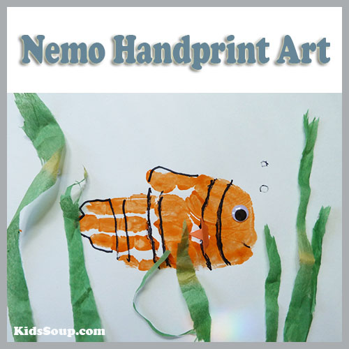 Nemo handprint artwork preschool and kindergarten