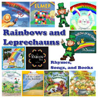 Rainbow and Leprechaun books, rhymes, and songs