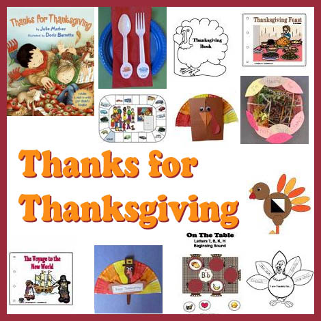 Preschool and kindergarten Thanks for Thanksgiving activities and crafts