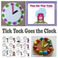 Preschool Kindergarten Train and Clock Activities