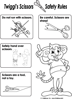 preschool scissors safety rules poster and coloring page