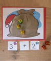 Grinch bag counting and addition preschool and kindergarten game