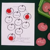 10 Apples Up On Top preschool kindergarten sight words game activity