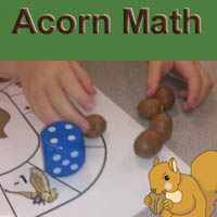 Preschool Kindergarten Squirrel and Acorns Math Activities and Game