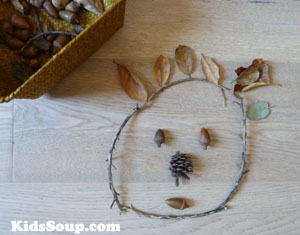 Fall nature items artwork activity for preschool