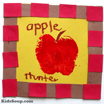 Apple printing and craft activity for preschool and kindergarten