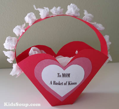 Heart basket with Hershey kisses preschool Mother's Day craft and gift idea