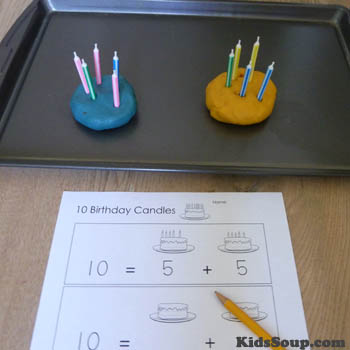 Birthday candles math activity and printables for preschool and kindergarten