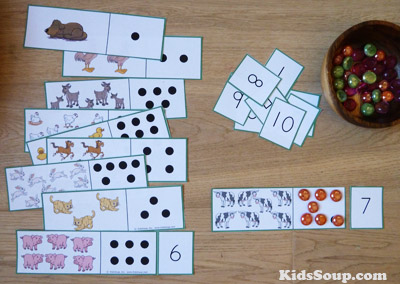 Feed the Animals number activity and printables for preschool and kindergarten