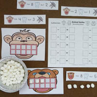 Kindergarten Animal Teeth Math Activities and printables 