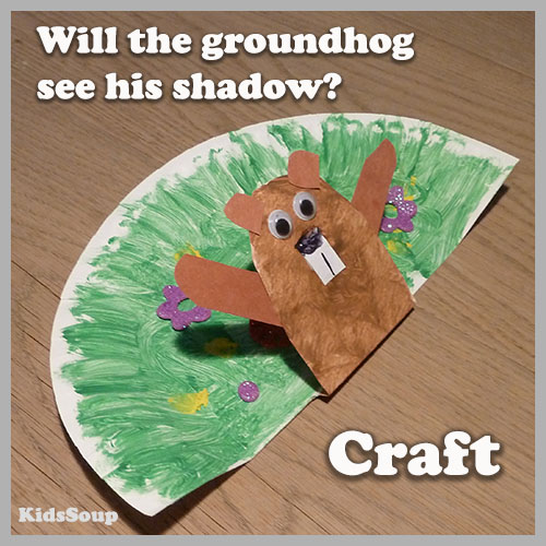 Groundhog and his shadow preschool craft and activity