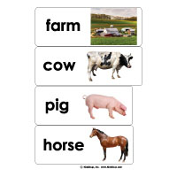Farm animals word wall cards printables for preschool and kindergarten