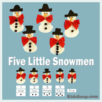 Five Little Snowmen Felt Story and Activities for preschool