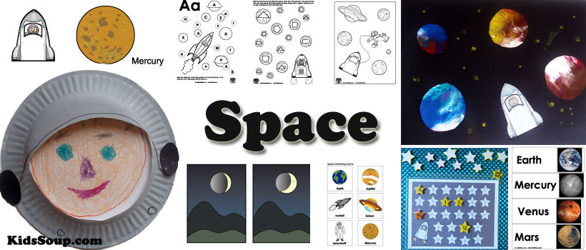 preschool and kindergarten space activities, crafts, and games