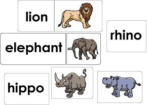Zoo animals names preschool matching activity
