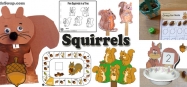 Squirrels craft and activities for preschool and kindergarten